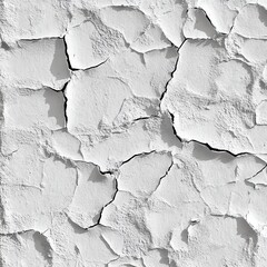 Obraz premium Cracked white plaster texture showing natural weathering effects.