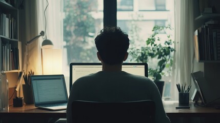 Focused Freelancer Working in Home Office