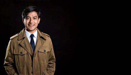 30代のトレンチコートの男性、探偵業