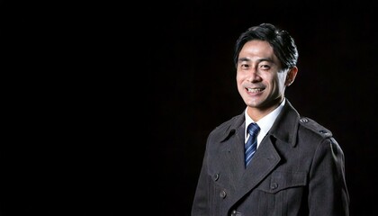 30代のコートを着た探偵風の男性