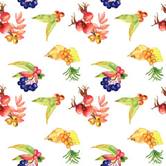 Autumn watercolor illustration: elegant seamless pattern on transparent background. Hand drawn backdrop, png.  Abstract floral texture.  Art for design textile, wrapping, fabric, fond for card.