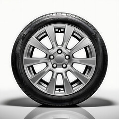 Obraz premium A high-contrast, extremely detailed, and sharply focused photograph of a single car tire, isolated on a pure white background, with a transparent PNG format, showcasing the intricate textures