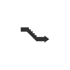 Downstairs icon. Down arrow icon isolated on transparent background