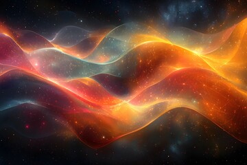 Fototapeta premium Vibrant abstract waves of colorful light in cosmic space setting