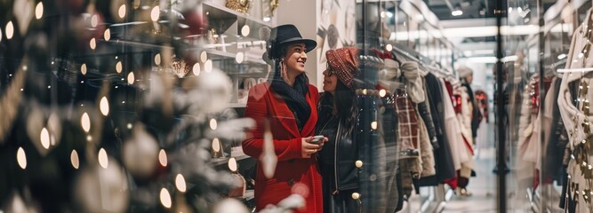 Naklejka premium people shopping at christmas
