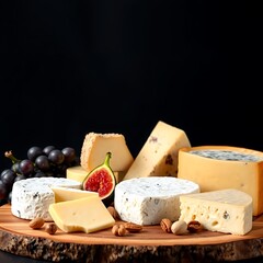 Cheese Board with Grapes, Figs, and Nuts,