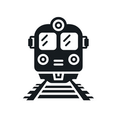 Fototapeta premium Train icon on railway tracks, symbolizing transportation and travel