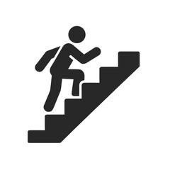 Man climbing stairs icon illustrating physical activity and movement