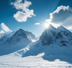 snow covered mountains