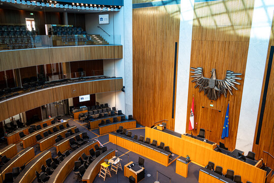 Vienna, Austria - October 21, 2024: Austrian Parliament, National Council Chamber