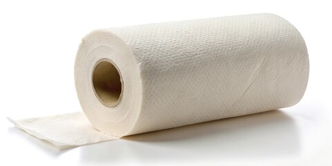 Fototapeta premium Toilet paper roll isolated on white background with clipping path, long shot