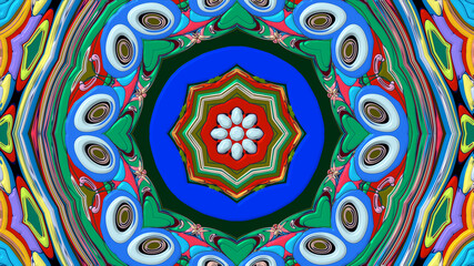 Colorful symmetrical abstract kaleidoscope background pattern for summer 