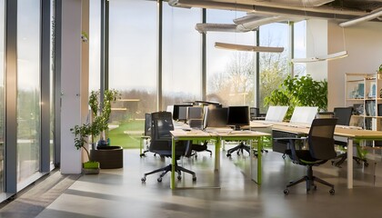 Open office layout encouraging dynamic, office room