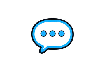Blue speech bubble icon with dots representing communication or conversation. Perfect for chat, messaging, and customer service visuals.