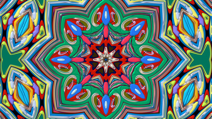Colorful symmetrical abstract kaleidoscope background pattern for summer 