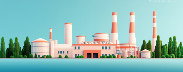 Obraz premium Oil refinery with recycling systems integrated, ecoconscious processing and environmentfocused technology