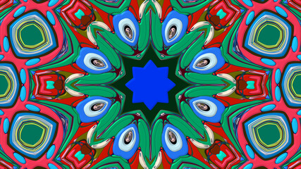 Colorful symmetrical abstract kaleidoscope background pattern for summer 