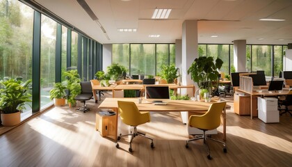 Fototapeta premium modern and comfortable work space, Relaxed office breakroom with cozy, welcoming vibes