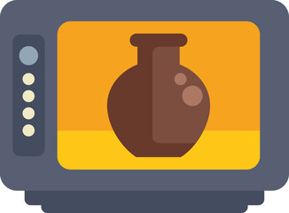 Vintage television displaying a clay vase, suggesting a program related to history, art, or culture