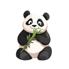 Fototapeta premium Cute Cartoon Panda Enjoying Bamboo with Transparent Background