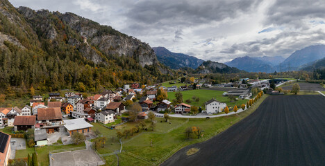 panorama view of the village of Rothenbrunnen in southeastern Switzerland