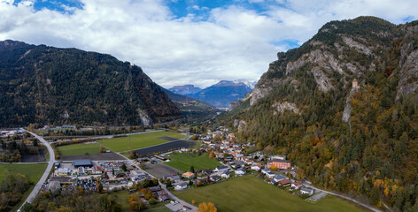 Fototapeta premium view of the village of Rothenbrunnen in southeastern Switzerland