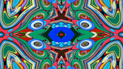 Colorful symmetrical abstract kaleidoscope background pattern for summer 