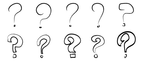 Set of hand drawn question marks. doodle questions marks. isolated on black and white. vector illustration