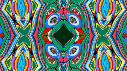 Fototapeta premium Colorful symmetrical abstract kaleidoscope background pattern for summer 