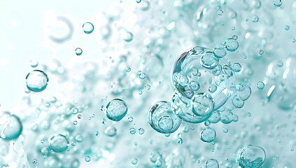 Water bubbles floating on a white background