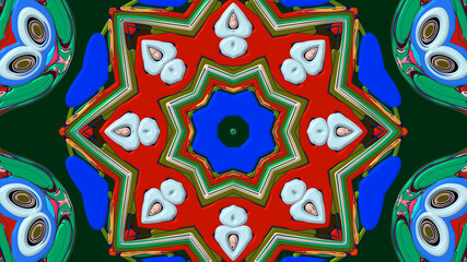 Colorful symmetrical abstract kaleidoscope background pattern for summer 