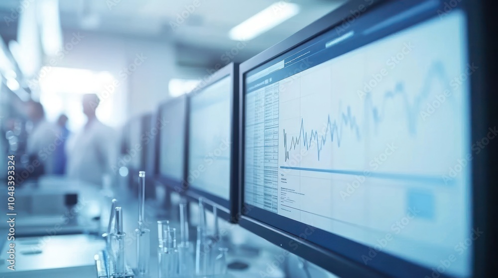 Poster A Line Graph Displayed on a Computer Monitor in a Laboratory Setting