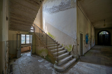 Forgotten Building in Northern Italy The Old Abandoned Seminary with a Blue Chapel