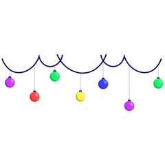 Christmas Light Decoration Isolated on White Background. Vector Illustration with Colorful Design.