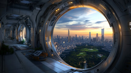 Fototapeta premium Futuristic city view