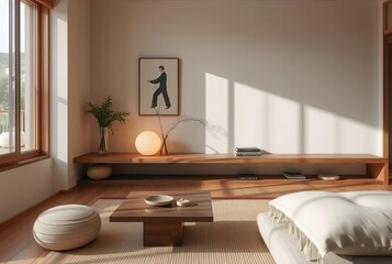 Obraz premium Japanese Minimalist Living Room Detail A close up showcasing ele