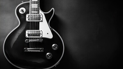 Fototapeta premium Classic Black Electric Guitar on Dark Background