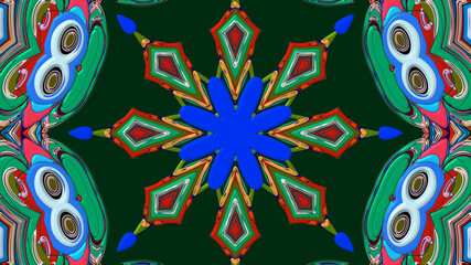 Colorful symmetrical abstract kaleidoscope background pattern for summer 