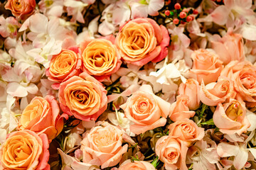 Beautiful flowers decorations, flower background, backdrop wedding decoration, rose pattern, colorful background, bunch of flowers