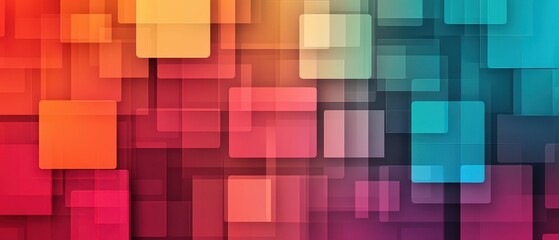 Abstract Geometric Background with Overlapping Squares in Vibrant Colors