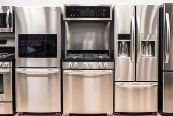 Stainless Steel Appliances A row of stainless steel appliances w