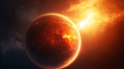 Obraz premium Fiery planet in space