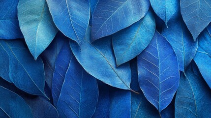 Obraz premium A close up of blue leaves with a blue background