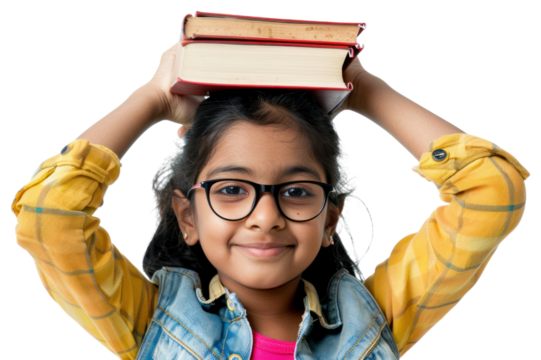Indian children girl glasses photo head. - Powered by Adobe