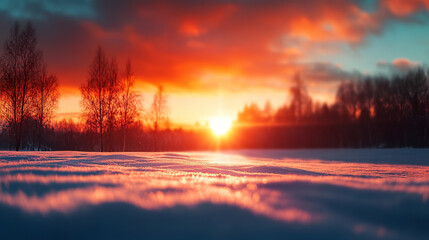 Obraz premium Sunset over snow