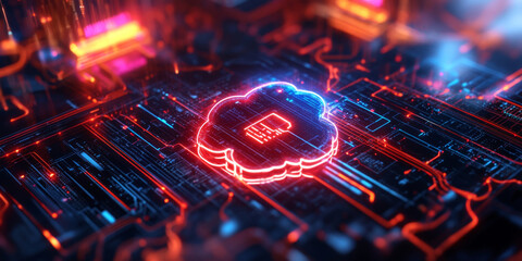 Fototapeta premium Neon cloud network