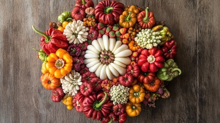 Fototapeta premium Colorful Arrangement of Various Vegetables and Gourds