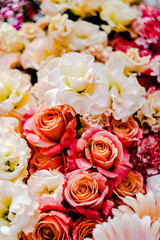 Beautiful flowers decorations, flower background, backdrop wedding decoration, rose pattern, colorful background, bunch of flowers