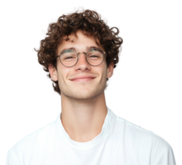 PNG Smiling man with curly hair