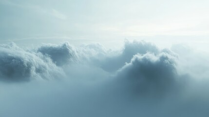 Obraz premium A dense foggy sky with low-hanging clouds covering the entire landscape, creating an otherworldly and dreamlike atmosphere
